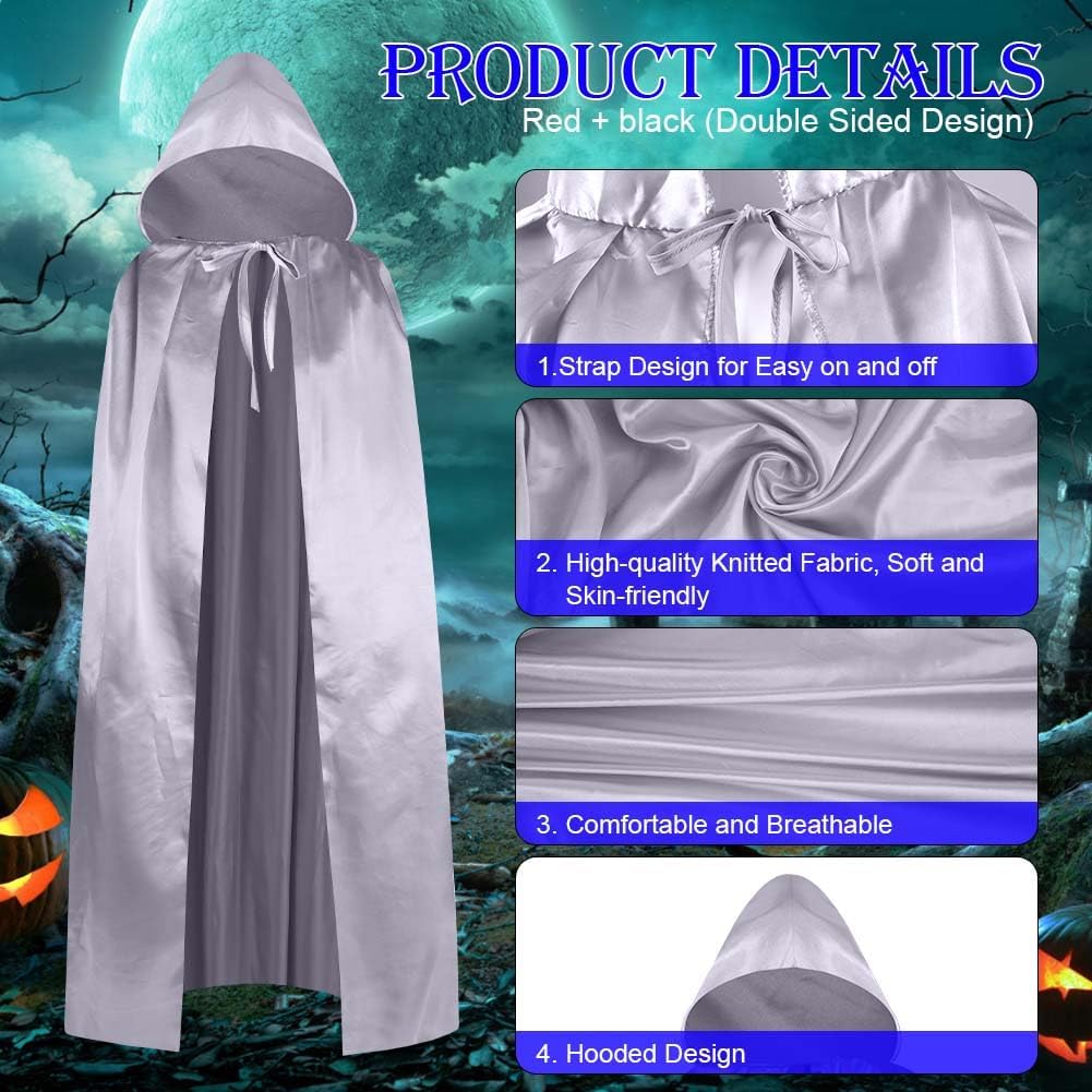 Detalle 2 de Aomig Hooded Cape 150cm Long Halloween Cape