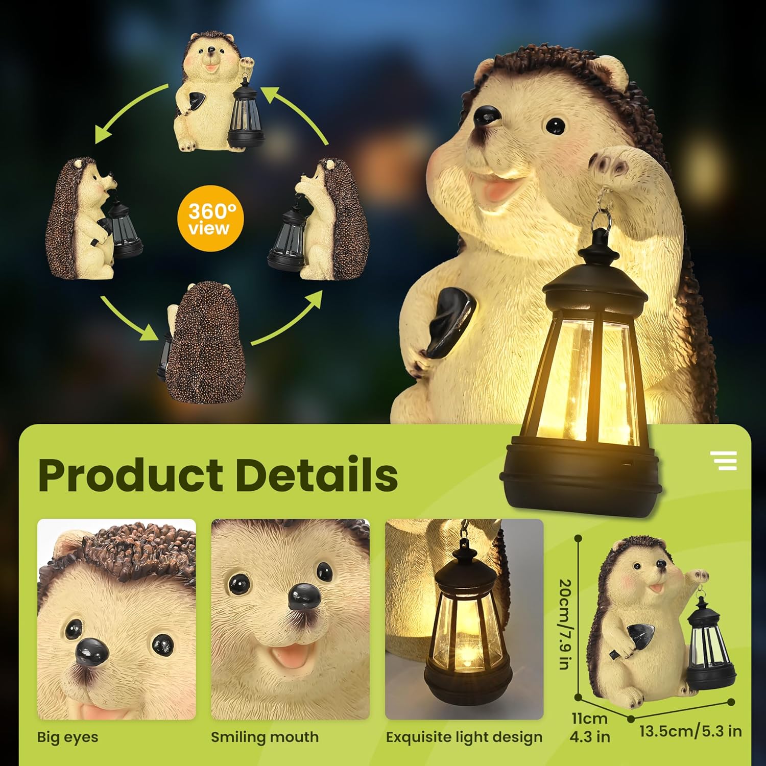Detalle 2 de GIGALUMI Hedgehog Garden Ornament for Outdoors 🪻