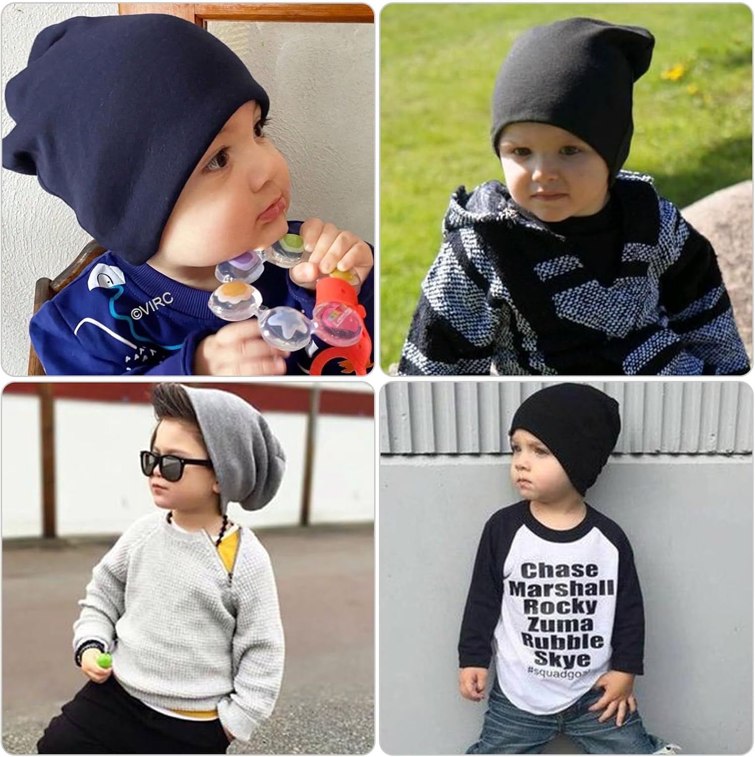 Detalle de DRESHOW 5 Pack Unisex Baby Hats: Cotton Knit Skull Caps for 6–60 Months
