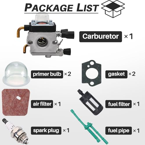 Detalle de Kit carburateur Jrisbo pour STIHL FS38 FS55 FS45 FS46 KM55 FC55 HS45 – 9 en 1, pièces de remplacement compatibles