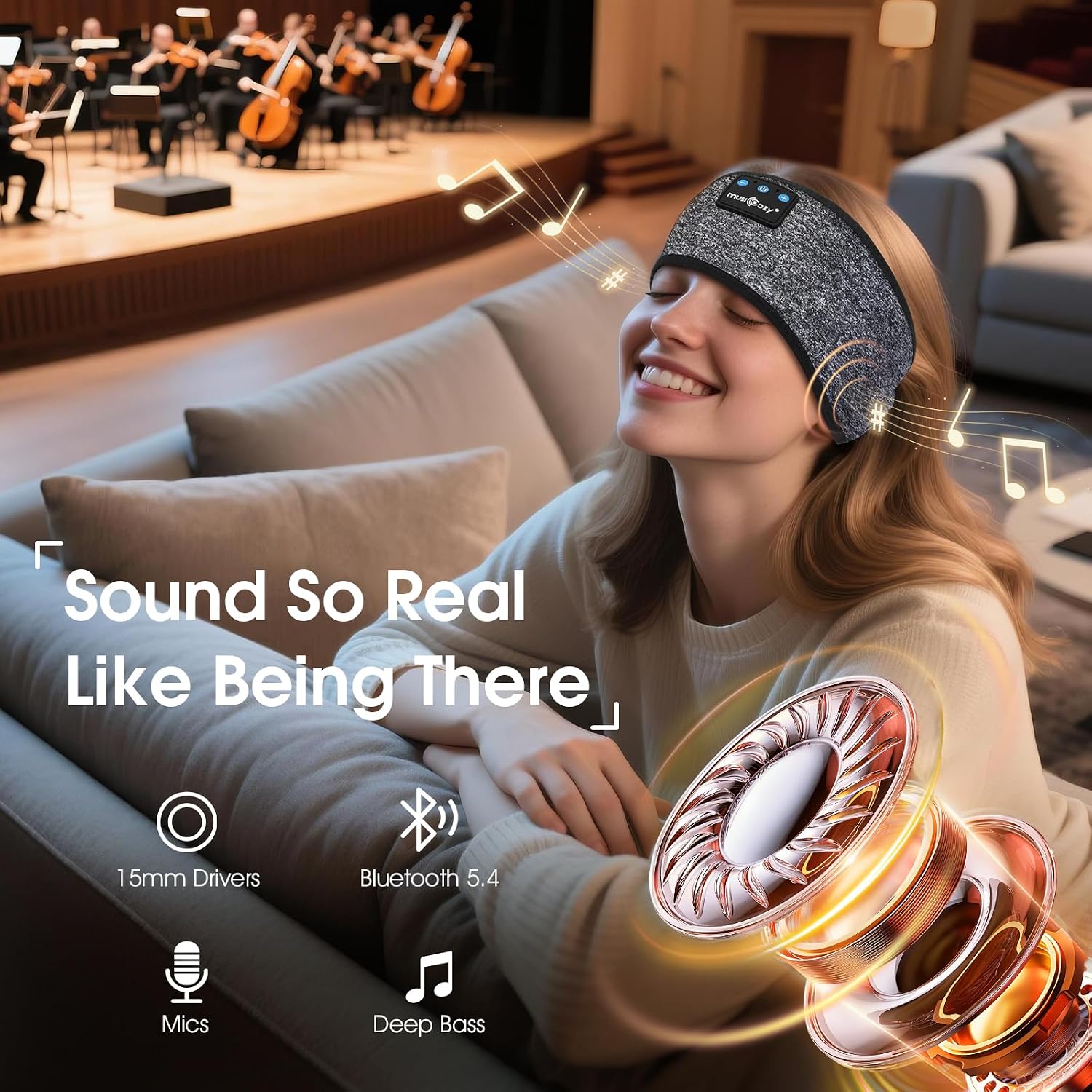 Thumbnail 4 de MUSICOZY Sleep Headphones Headband 16H