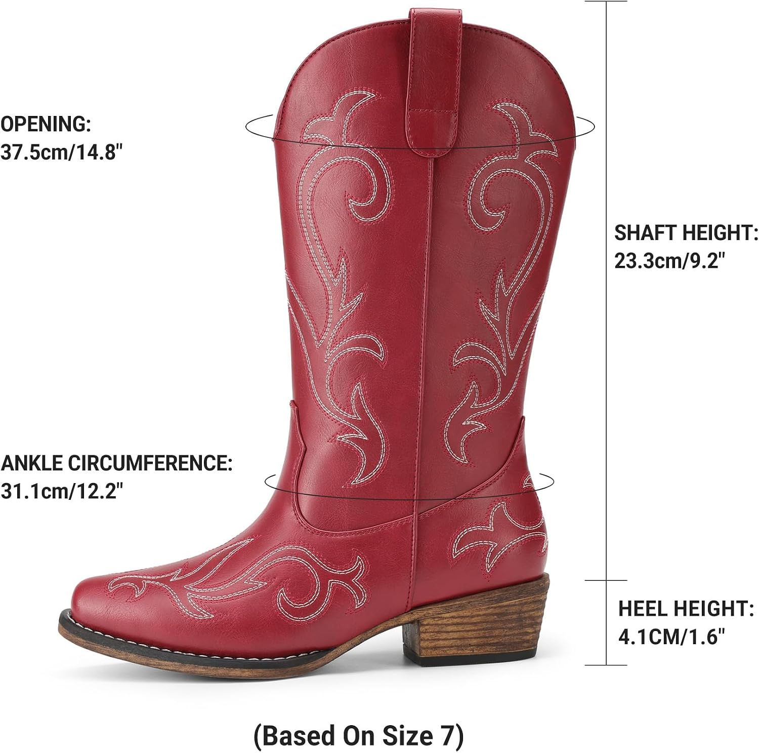 Detalle de DREAM PAIRS Women's Western Boots with Square Toe