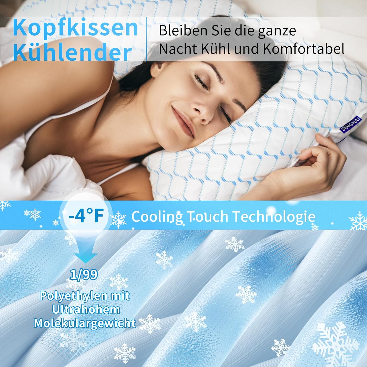 Thumbnail 1 de SINGHAI Kopfkissen – Memory Foam, Kühlendes Bezug, 40x80 cm