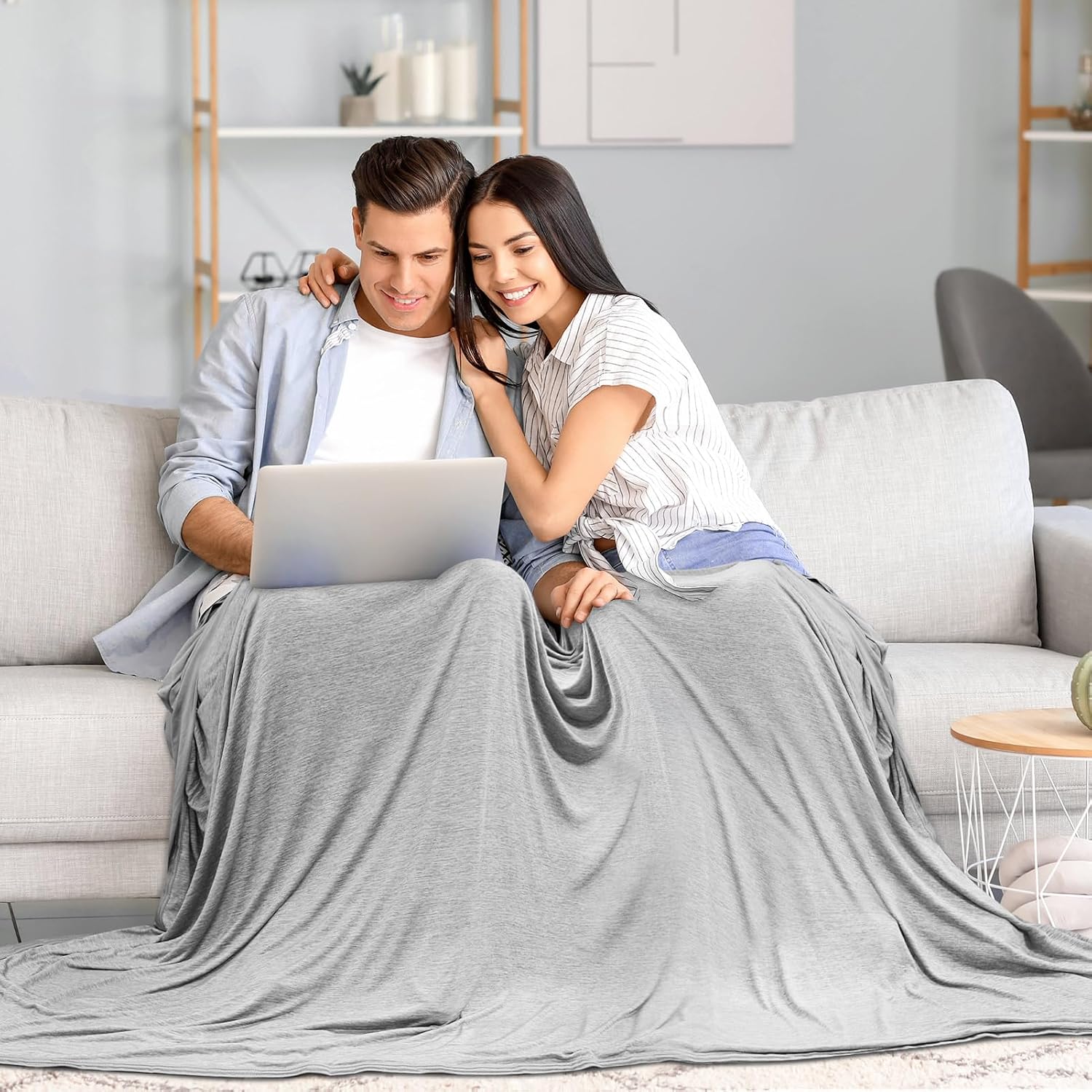 Thumbnail 6 de Fuqiduo Kühlende Decke 150 × 200 cm – Selbstkühlende 2-in-1 Decke mit Arc-Chill Q-Max>0,43, Grau