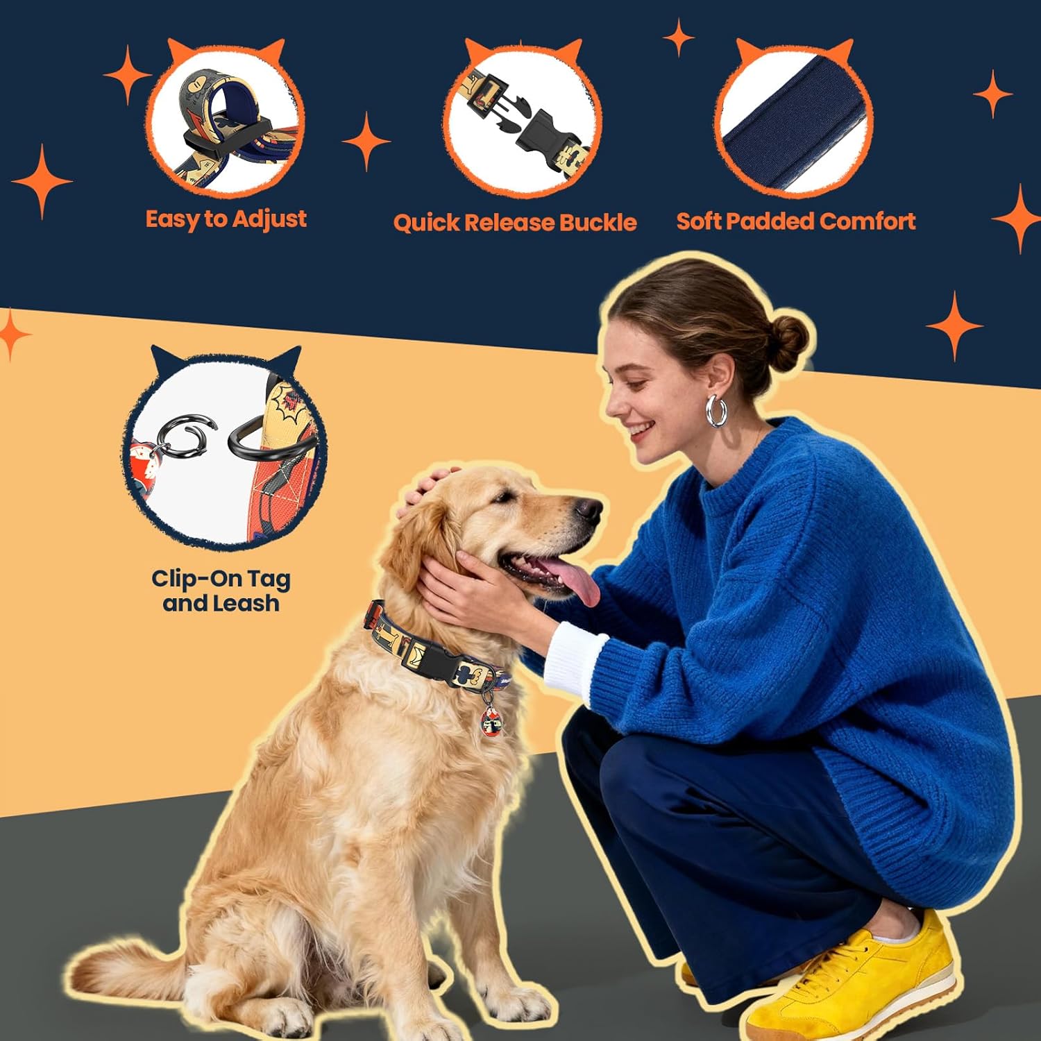 Thumbnail 2 de PawView Dog Collar and Leash Set with QR Code Tag (Adjustable Polyester Collar and Padded Neoprene Lead)