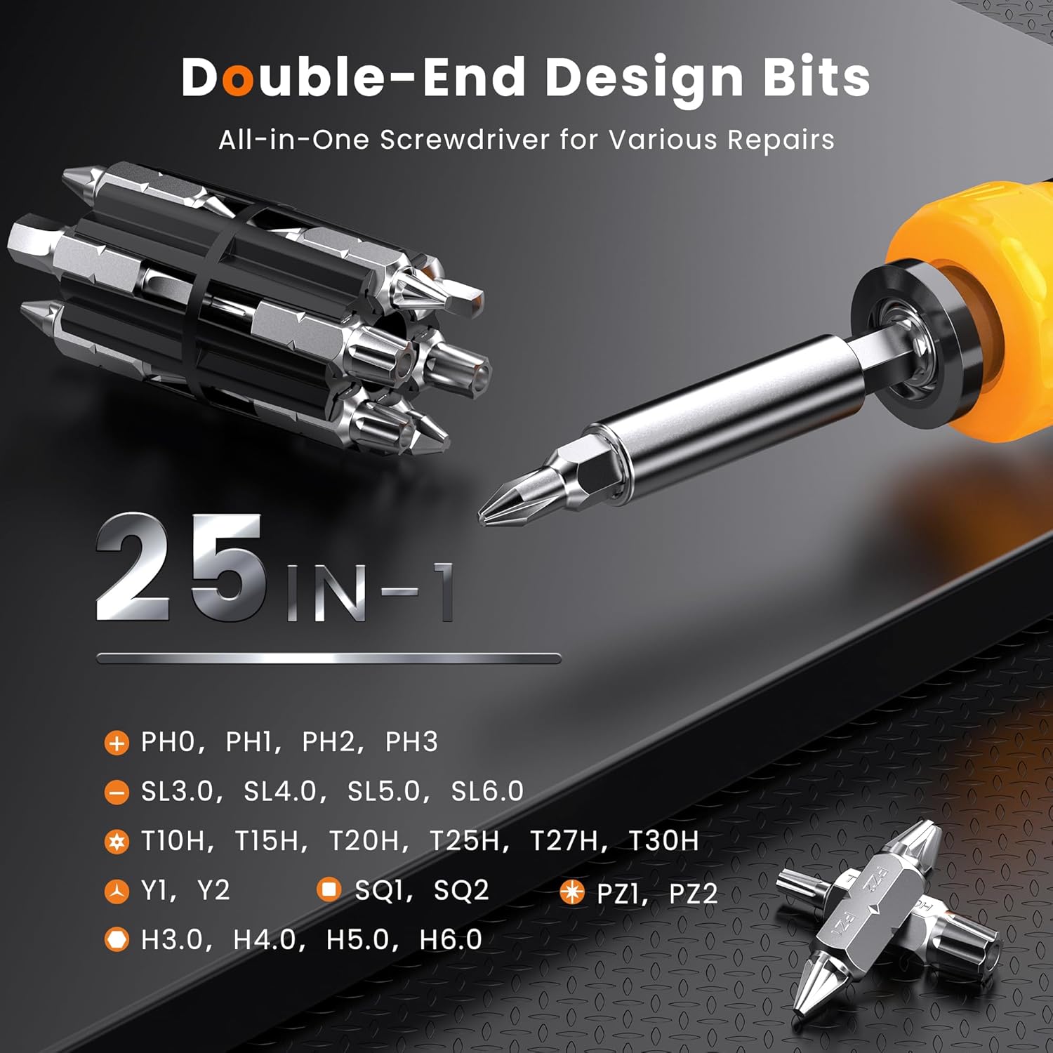 Thumbnail 1 de Jorest Set di Cacciaviti Multibit 25 in 1 magnetici (Torx, Piatta, Phillips, Pozi) con prolunga telescopica