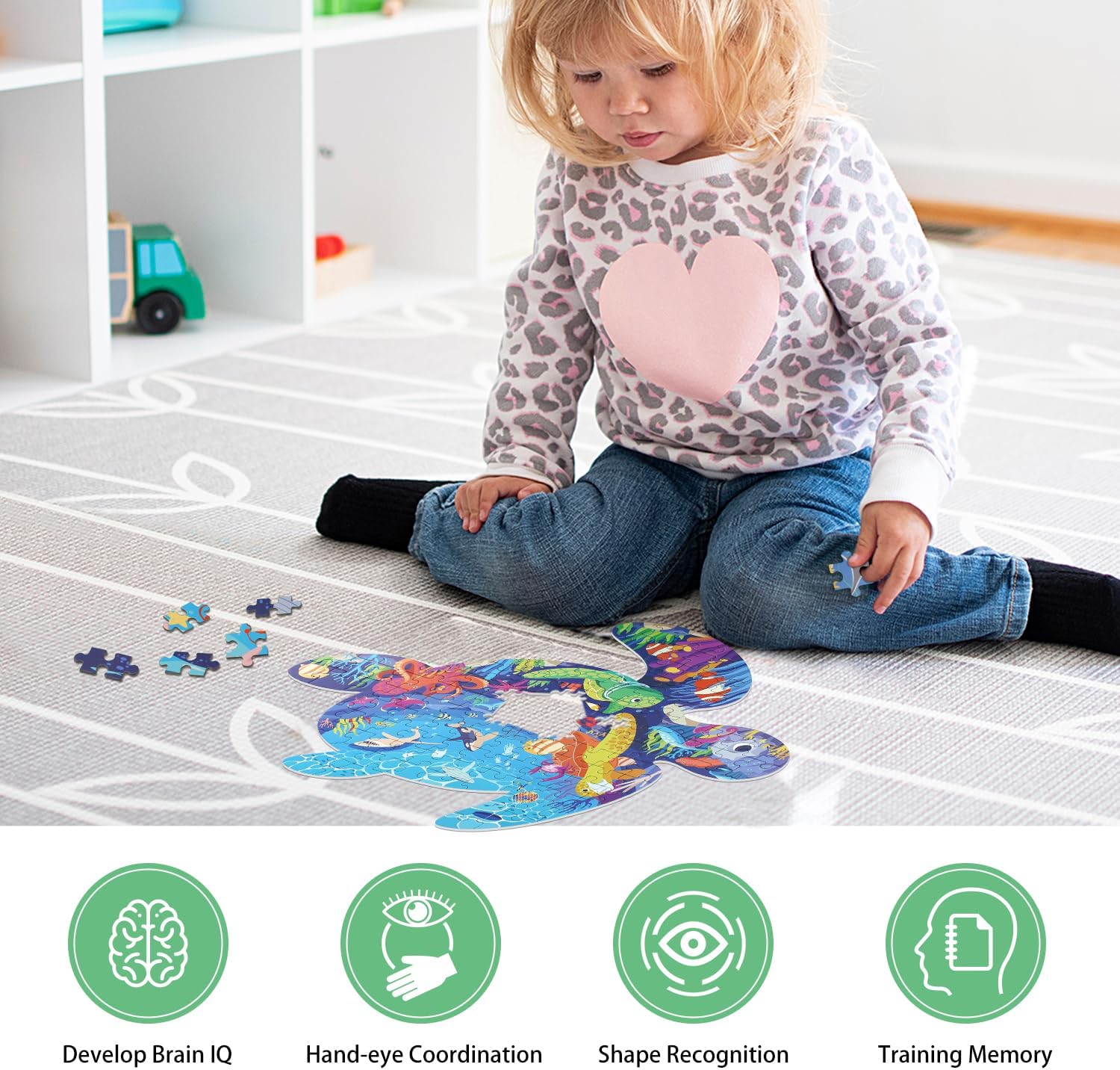 Thumbnail 3 de Sea Turtle Jigsaw Puzzle for Kids – 108 Large Pieces for Ages 4–10