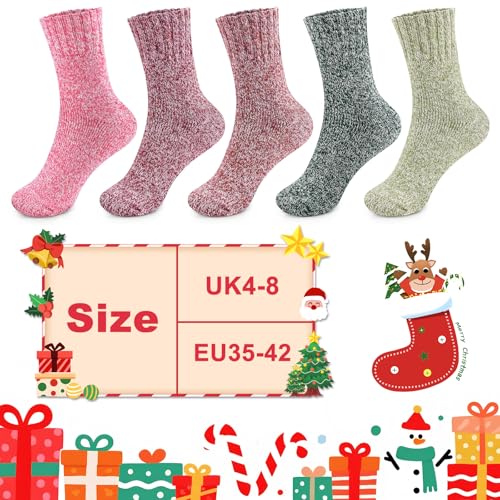 Detalle 2 de Airabc Thermal Winter Socks for Women, 5 Pairs in a Cotton and Wool Blend