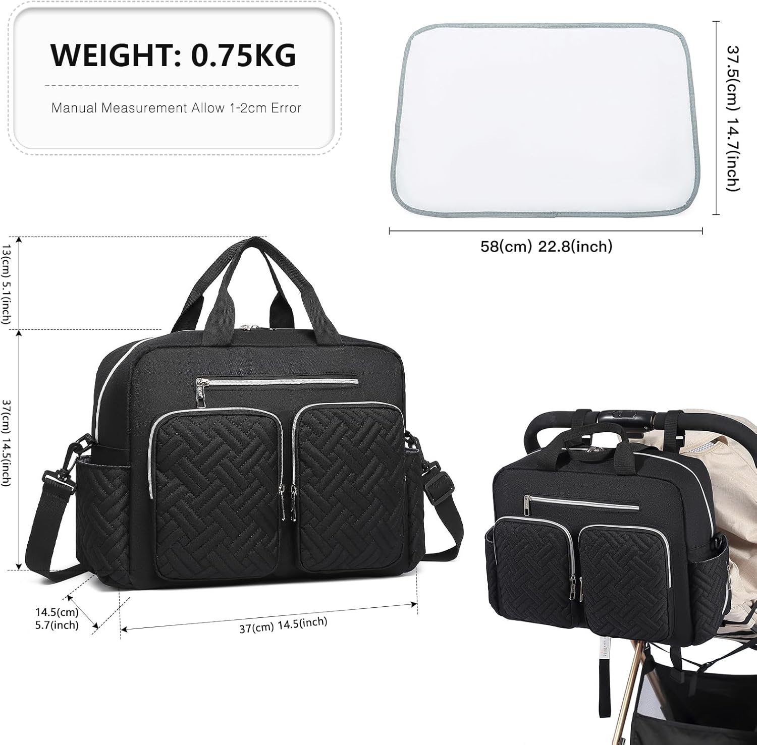 Thumbnail 5 de Kono Baby Changing Bag: Multifunction Nappy Bag with Portable Changing Mat