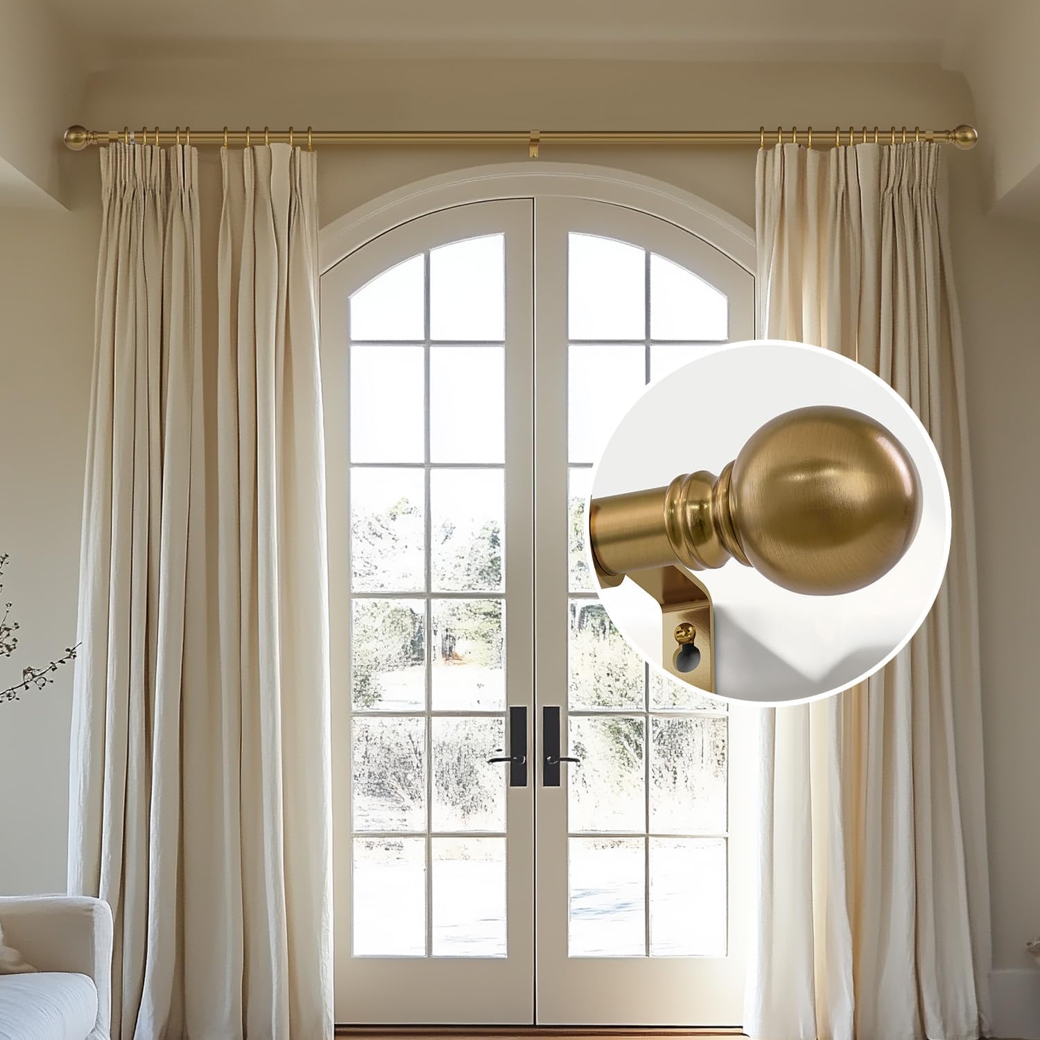 Detalle 2 de Immiehh-144-GCR1 Adjustable Curtain Rod, Warm Gold Iron, 1-Inch Diameter