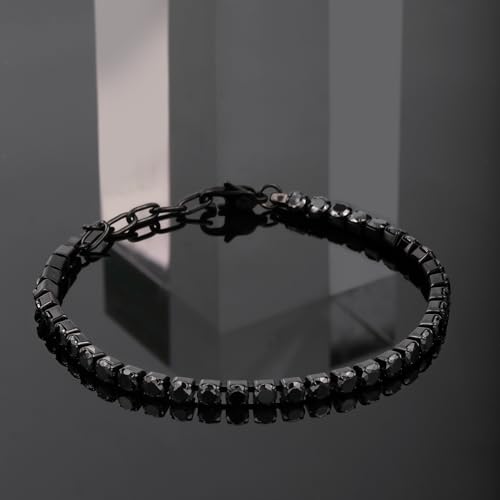Detalle 2 de Sector No Limits TENNIS Bracciale Uomo in Acciaio, Cristalli e Smalto IP Nero – SANN42 (22 cm)