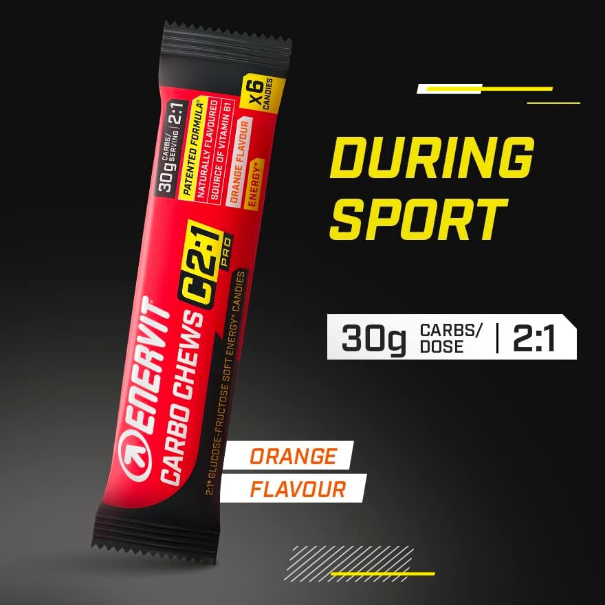 Thumbnail 1 de Enervit Carbo Chews C2:1PRO Gominolas de Naranja, 3x6