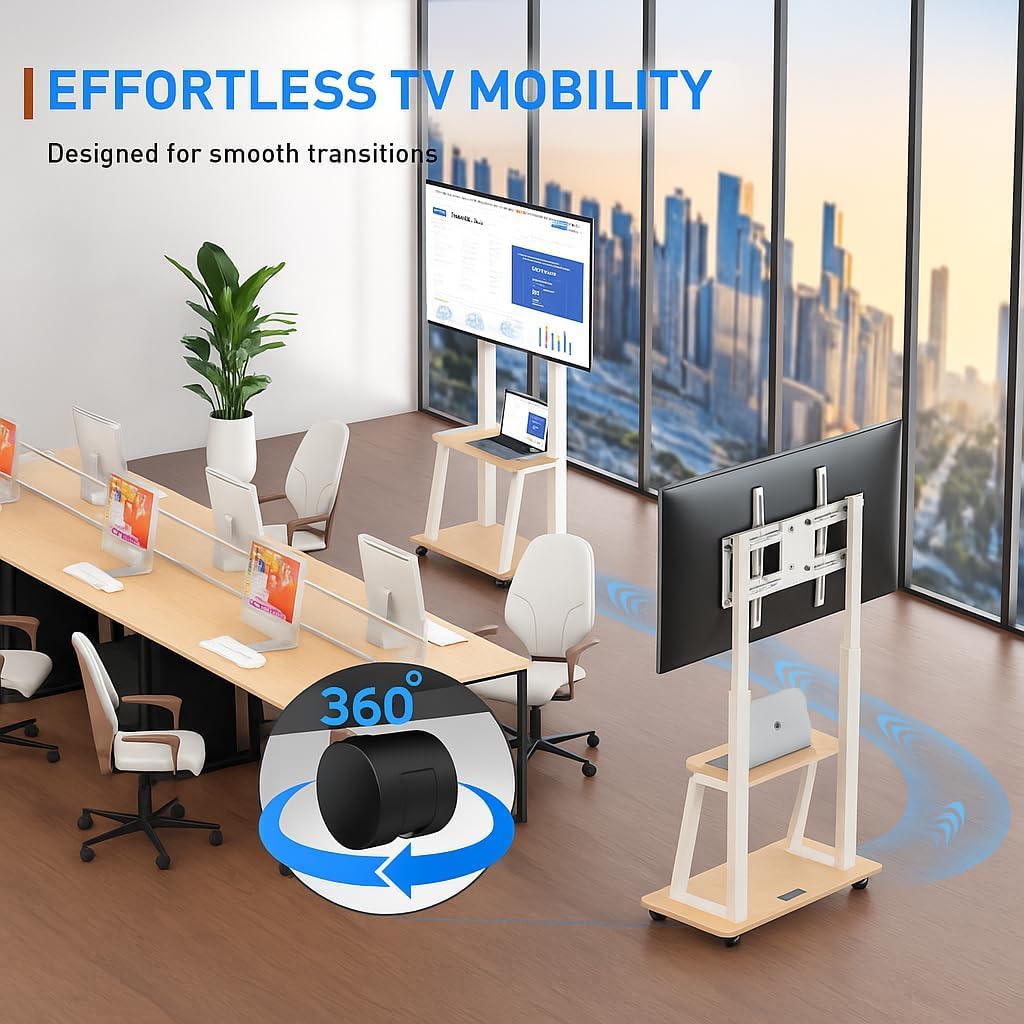 Thumbnail 4 de DIOOSN Rolling TV Stand 32–80in