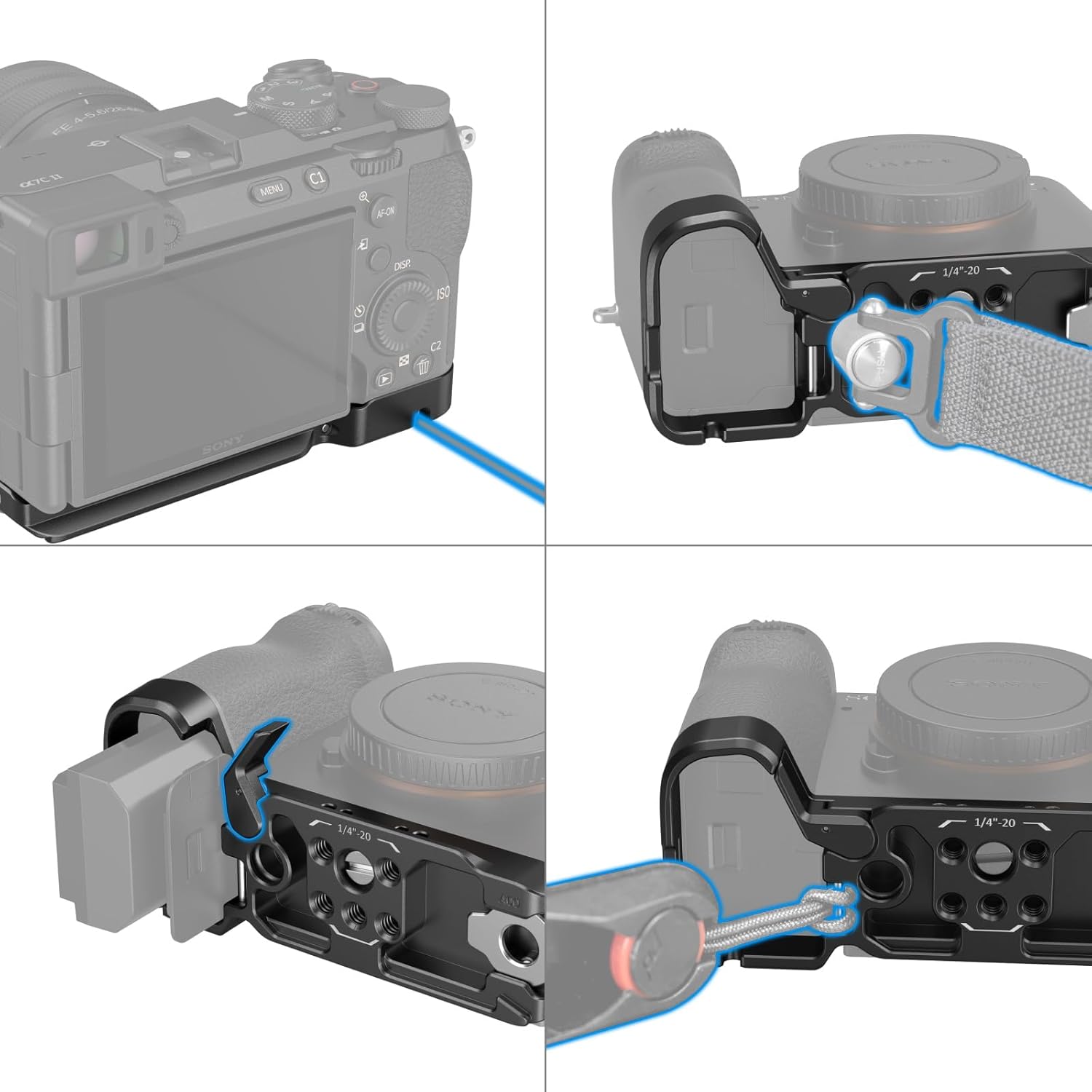 Thumbnail 3 de SMALLRIG Grundplatte 4338 für Sony A7C II / A7CR – Untere Platte mit integrierter Arca-Schnellwechselplatte