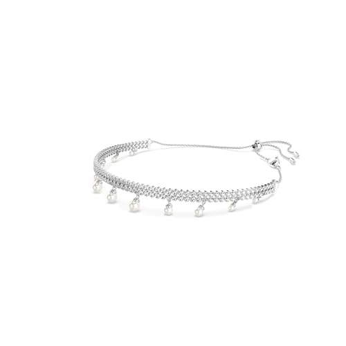 Thumbnail 1 de Swarovski x Ariana Grande Gargantilla, Dos Hileras de Cupchain Zirconia Transparentes en Talla Redonda Engastadas, con Crystal Pearls como Toque Final, Baño de rodio, Blanca