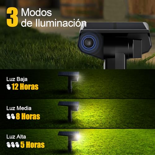 Detalle de SUNNMO Luces Solares LED Exterior Jardin (2 Piezas) – Focos Potentes 32LED, 3 Modos, IP65