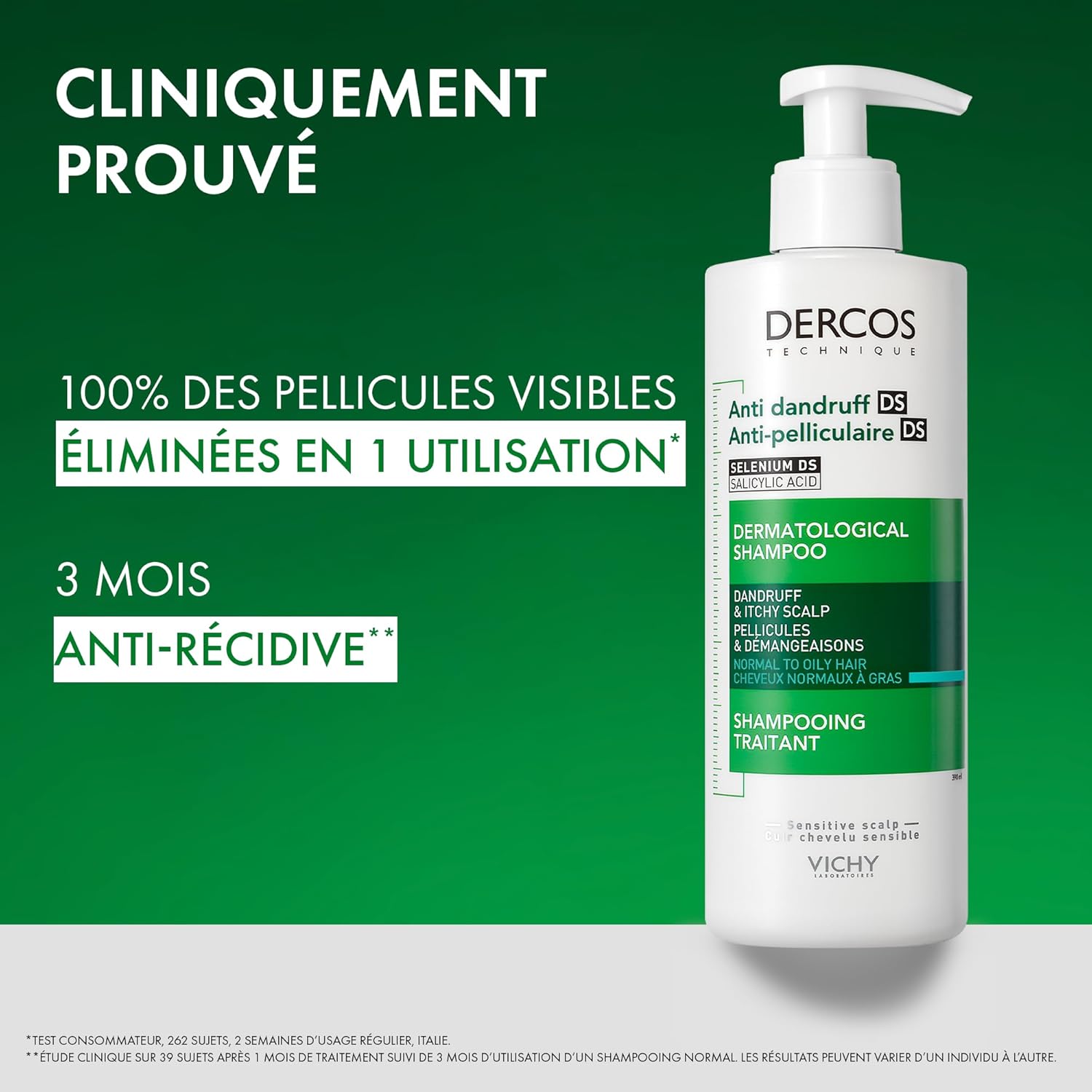 Detalle de VICHY DERCOS Shampooing Anti-Pelliculaire DS – Cheveux Normaux à Gras, Microbiome et Sélénium DS