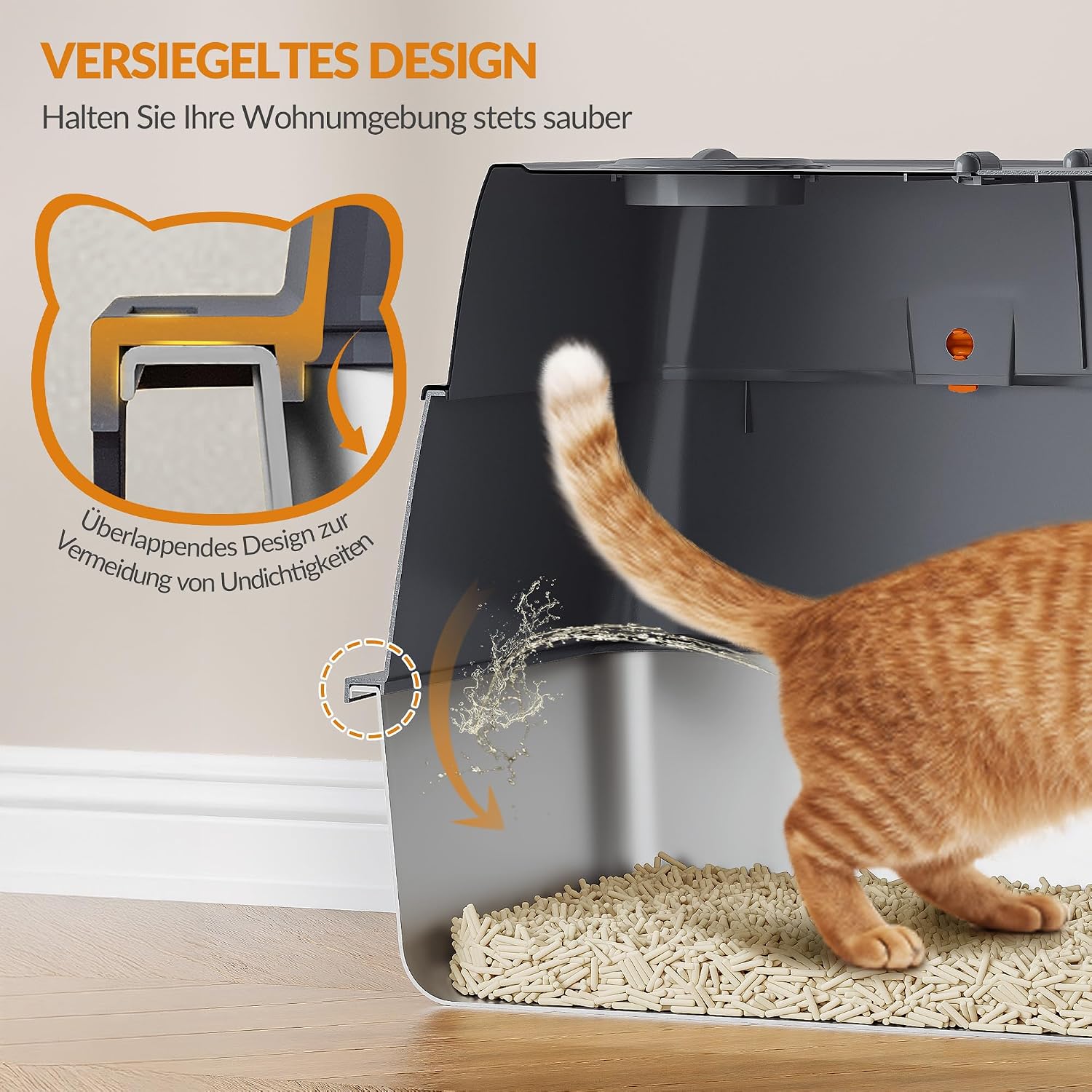 Detalle 2 de Fobyfurny FPLB203SG2 Edelstahl-Katzenklo 61 cm