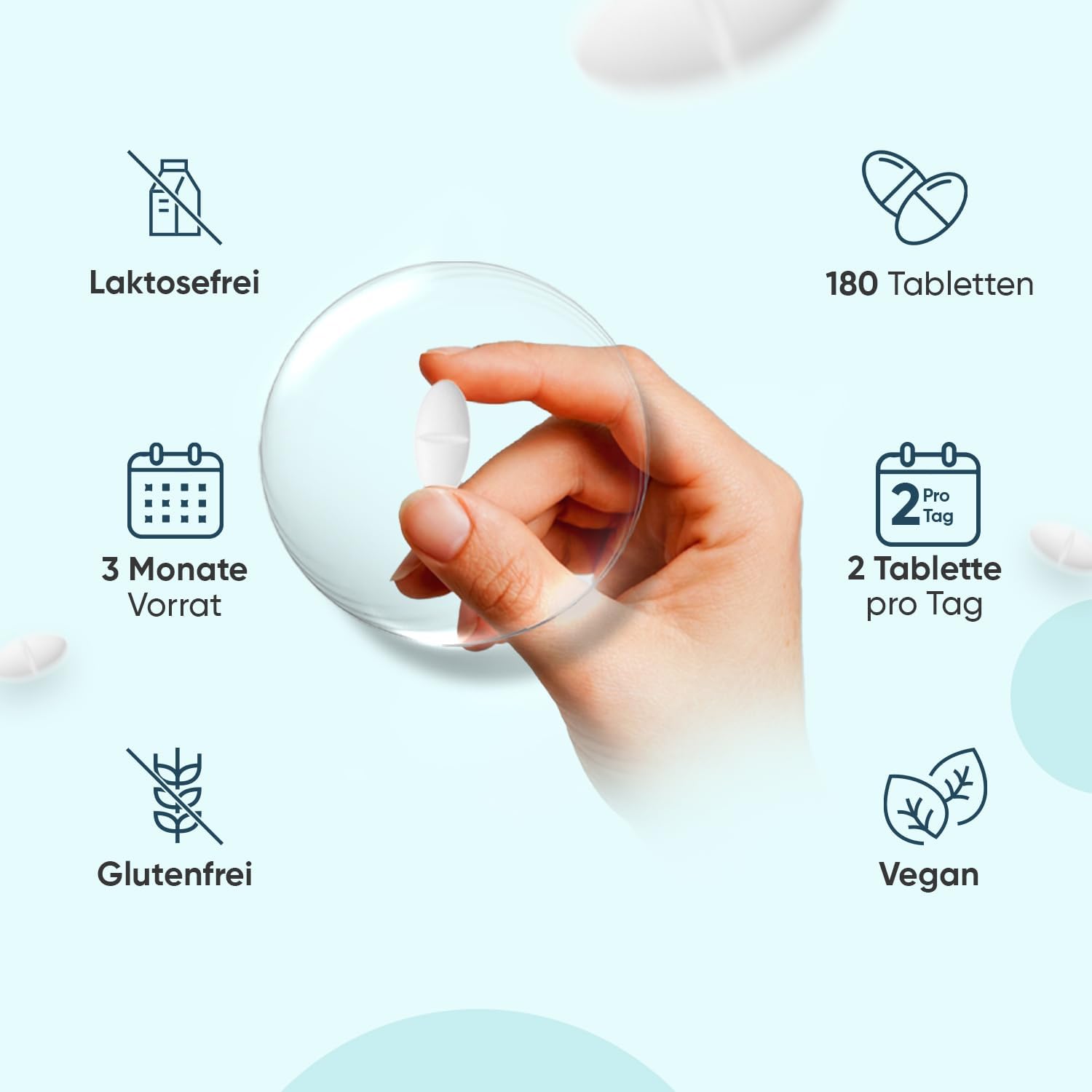 Detalle de WeightWorld Elektrolyte Tabletten mit Magnesium, Kalzium, Kalium & Natrium – 180 vegane Tabletten