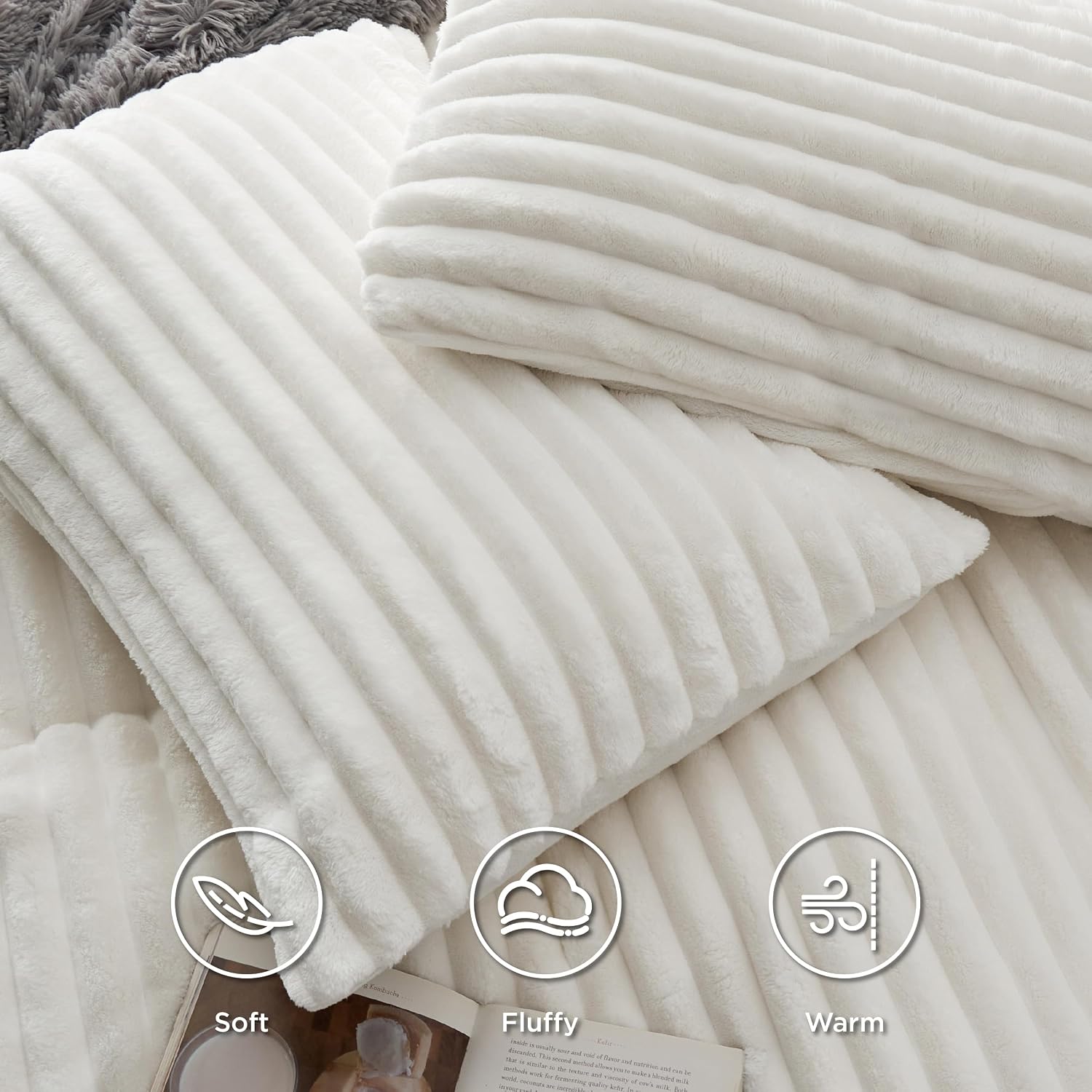 Detalle de Bedsure Duvet Cover Set-Drop Needle, Queen Plush Flannel Fleece Set