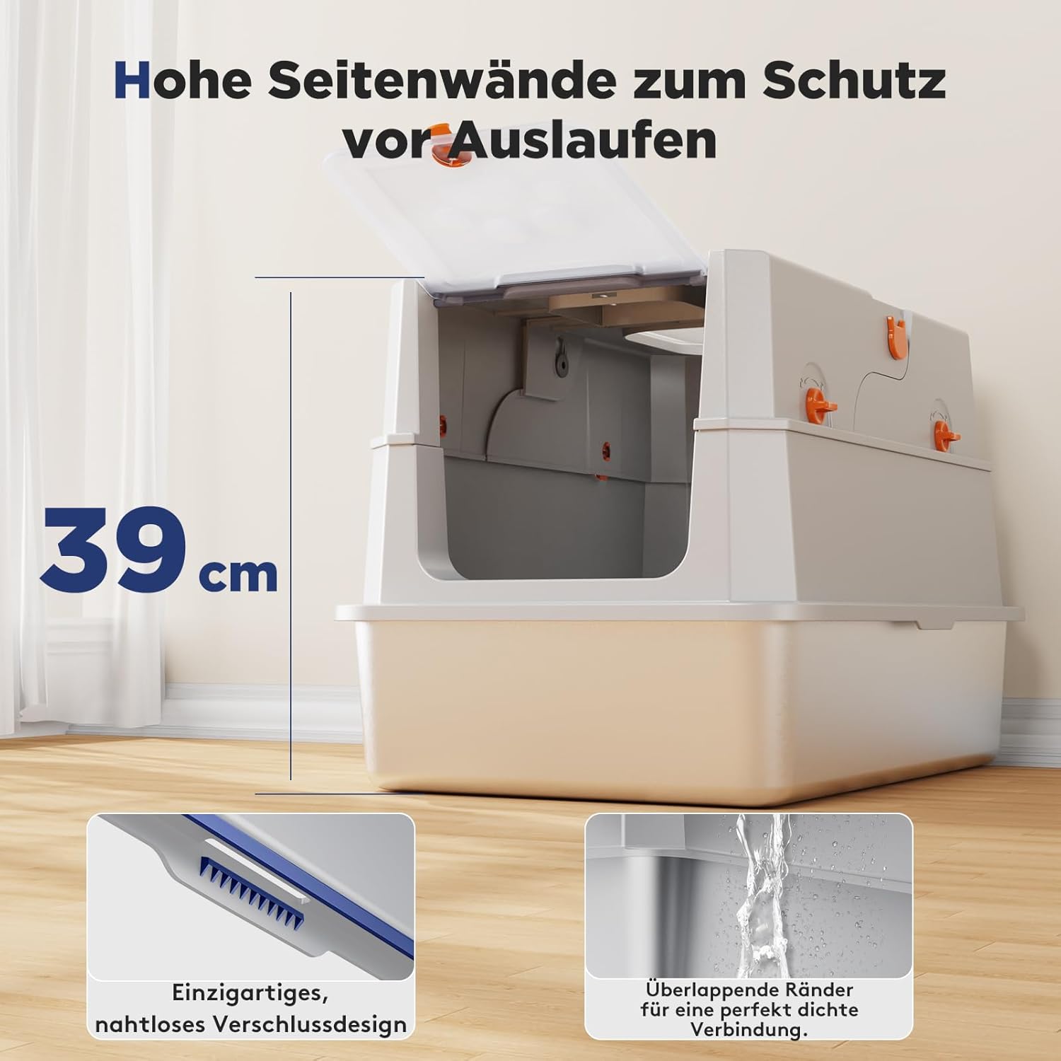 Thumbnail 5 de MIXJOY Katzenklo Edelstahl XXL 59x38x39cm