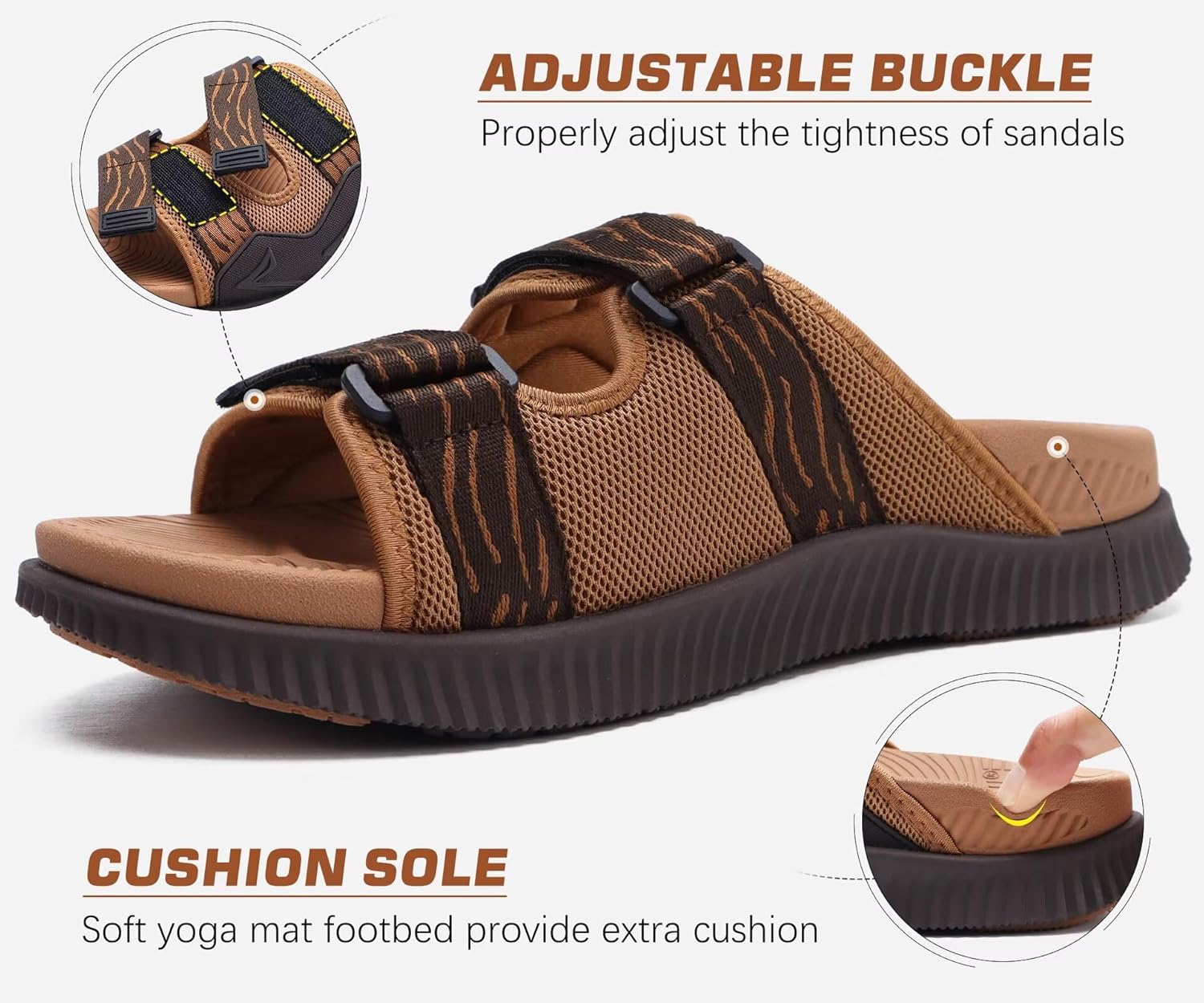 Thumbnail 4 de KuaiLu Men’s Orthotic Sandals Thick Cushion Recovery Slides with Adjustable Strap