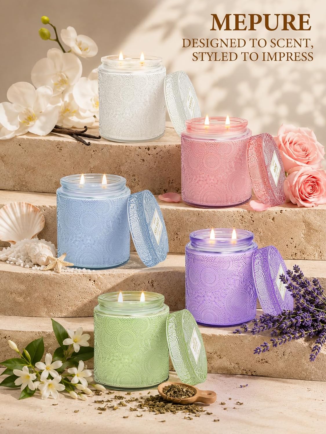Detalle 2 de Vanilla Soy Wax Scented Candle, 210g Hand-Poured with Double Cotton Wicks