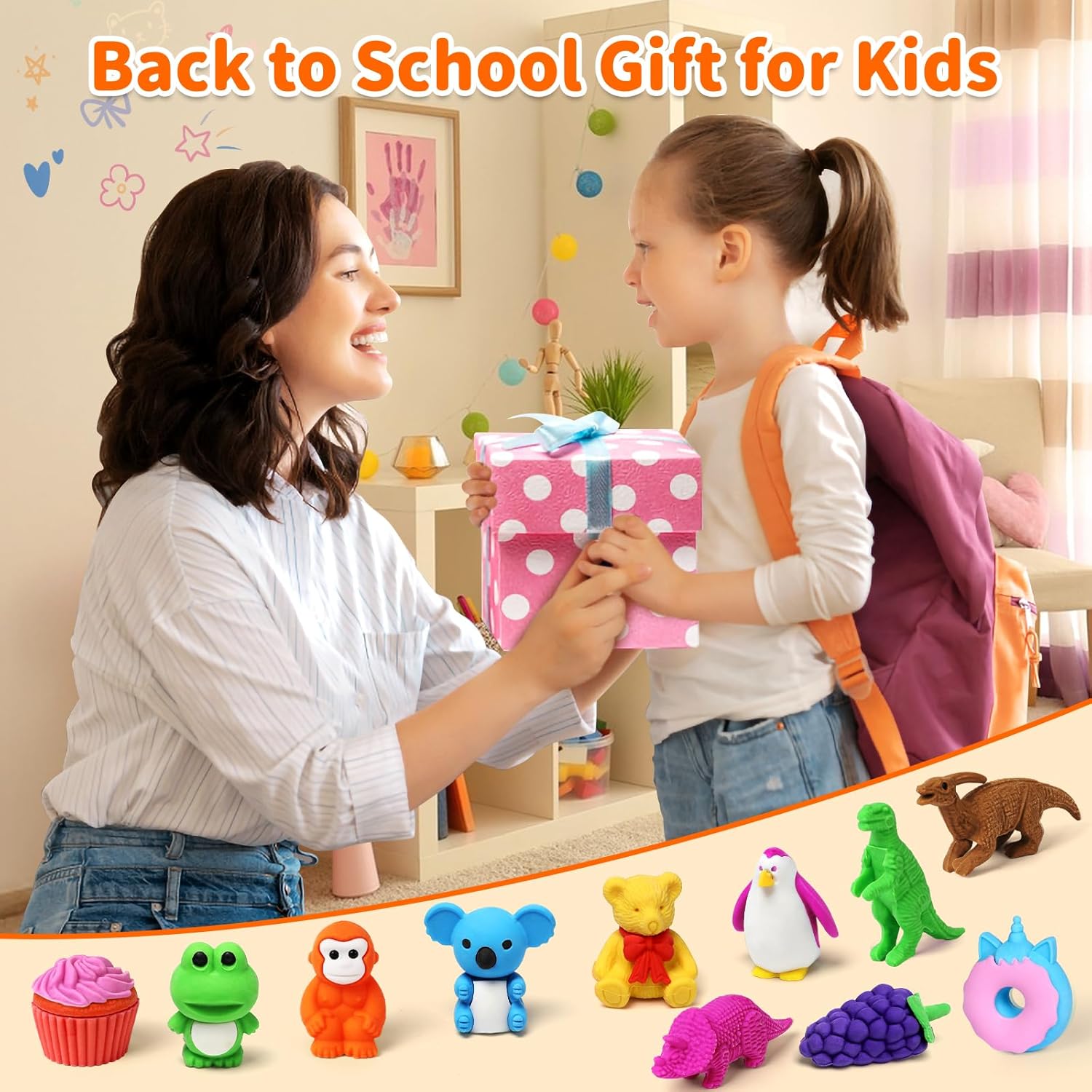 Thumbnail 1 de 70 Pack Animal Erasers for Kids ✏
