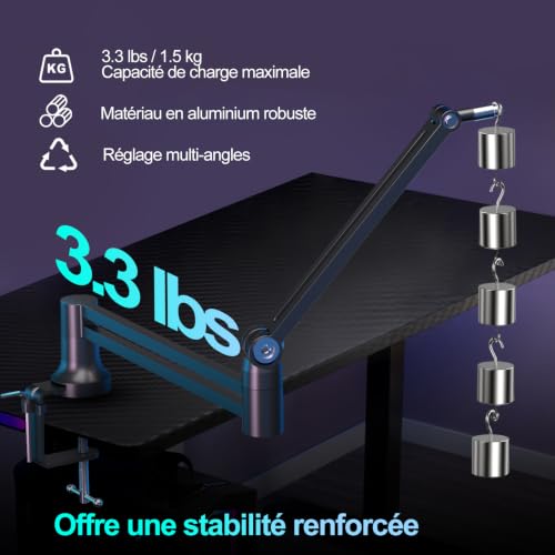 Detalle de Socodox Bras de Microphone à Profil Bas pour Streaming & Podcasting