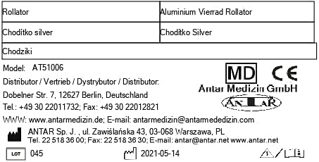 Thumbnail 4 de Antar AT51006 – aluminiowy chodzik czterokołowy, składany, srebrny, 8 kg