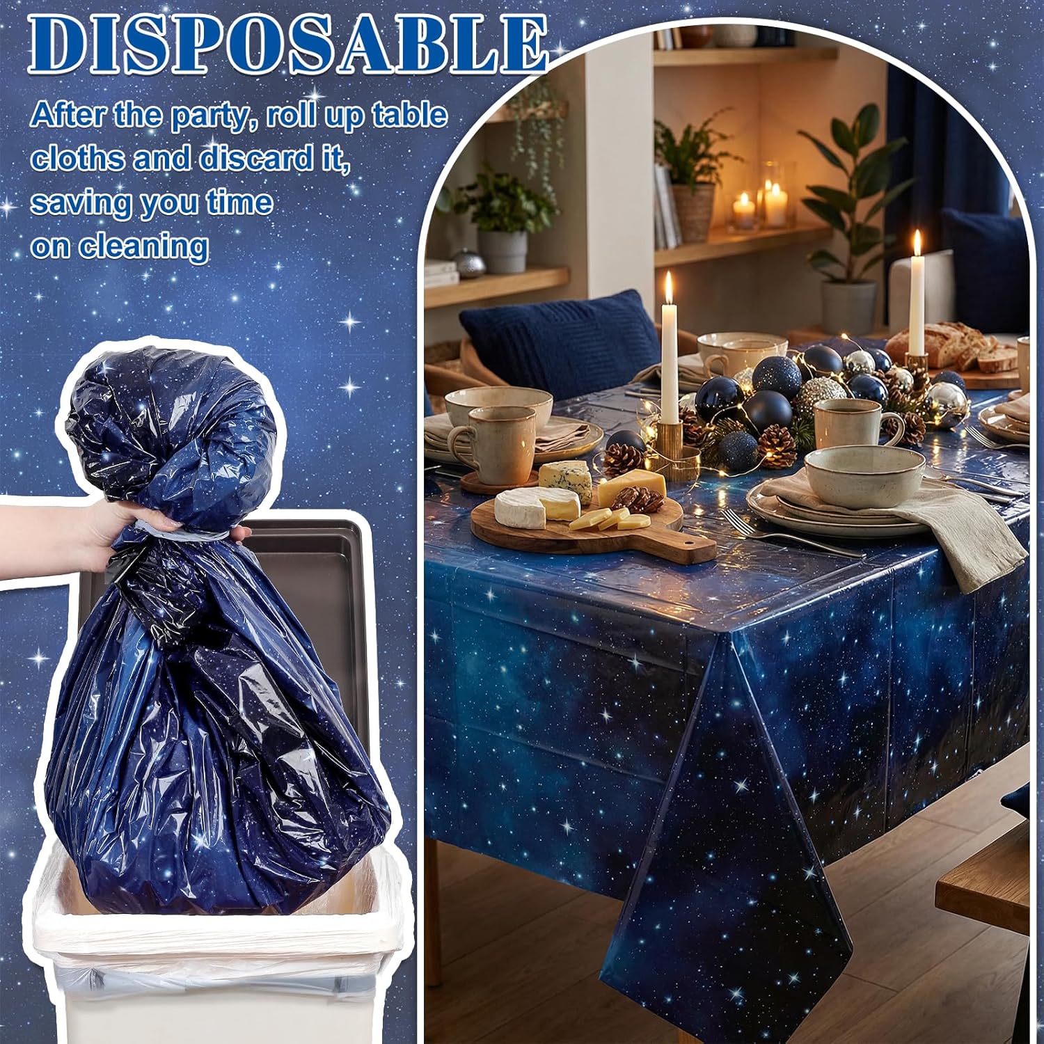 Thumbnail 3 de NatNarr 3-Pack Plastic Space Tablecloths (54 x 108 in) Waterproof Galaxy Star Party Table Covers