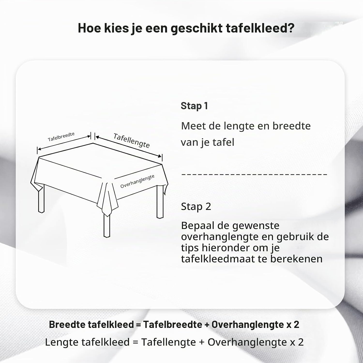 Thumbnail 3 de DWCN tafelkleed 90 x 90 cm, wit, water- en vuilafstotend en wasbaar