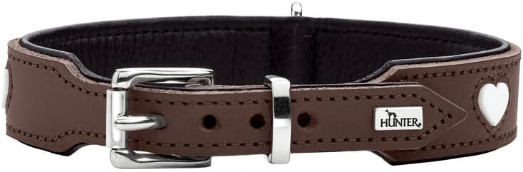 Detalle de Hunter Hundehalsband Love – Braun/Schwarz, Größe 50, handgefertigt in Deutschland