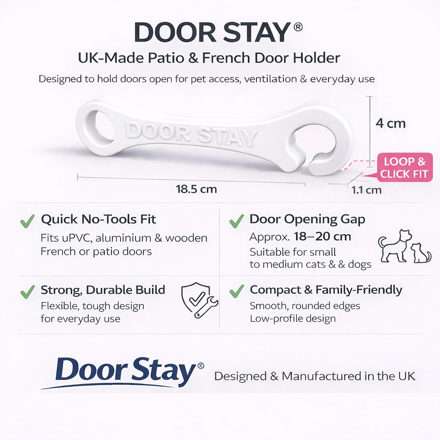 Detalle 1 de Door Stay French door stay, 18–20 cm opening