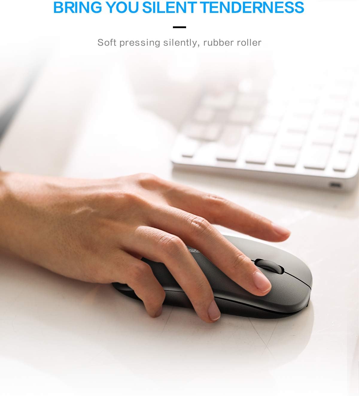 Thumbnail 4 de INPHIC kabellose Maus Ultra Slim, wiederaufladbar, 2,4 GHz, 2400 DPI, leise Klicks – USB-Empfänger für Laptop/PC/Mac