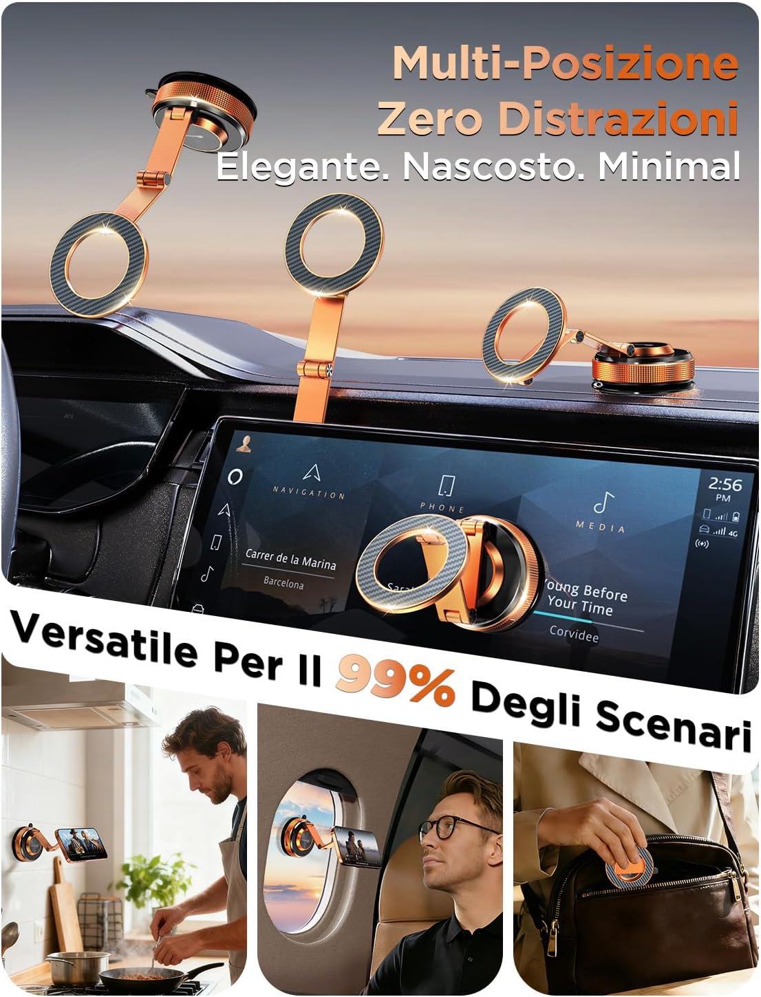 Detalle 2 de MSXTTLY Vmag S3 porta cellulare auto arancione