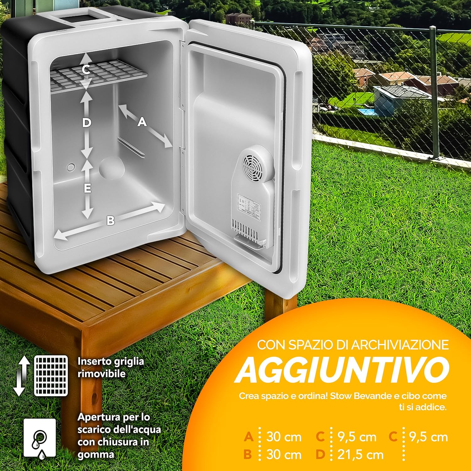 Thumbnail 4 de tillvex Frigorifero elettrico portatile da 40L con rotelle (12 V e 230–240 V) e funzioni rinfresca/riscalda