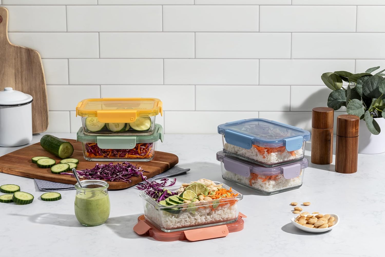 Detalle 2 de Ello Color Lock 3.4 Cup Glass Meal Prep Set 🍱