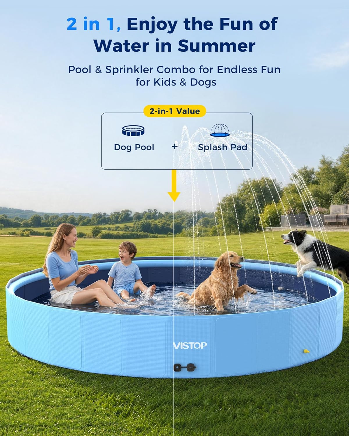Detalle 2 de VISTOP 117" Extra Large Dog Pool with Sprinkler