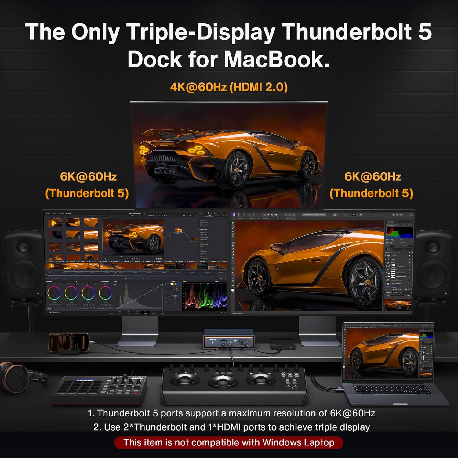 Thumbnail 2 de iVANKY 23-in-1 Thunderbolt 5 FusionDock Max 2 (120Gbps) MacBook triple 6K dock with 140W PD