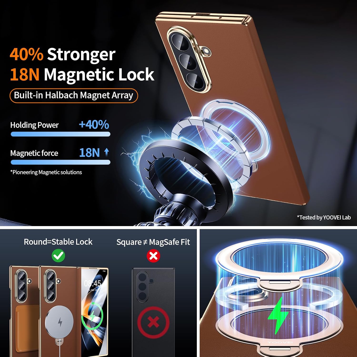 Thumbnail 3 de YOOVEI Galaxy Z Fold 7 leather case with kickstand