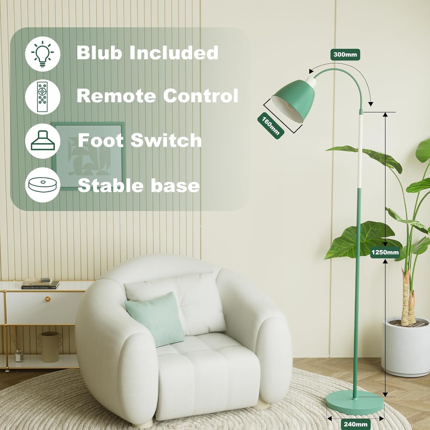 Thumbnail 6 de SIBRILLE Lampada da Terra E27 dimmerabile con telecomando, 3000K-6000K e collo flessibile (altezza 168 cm)