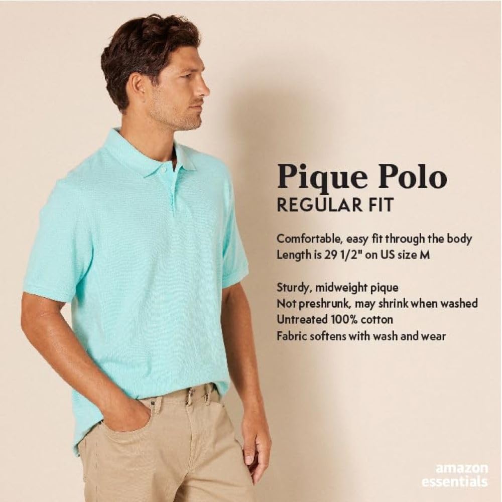 Thumbnail 1 de Amazon Essentials Herren Polohemd aus Baumwollpiqué – normaler Schnitt, Übergrößen verfügbar