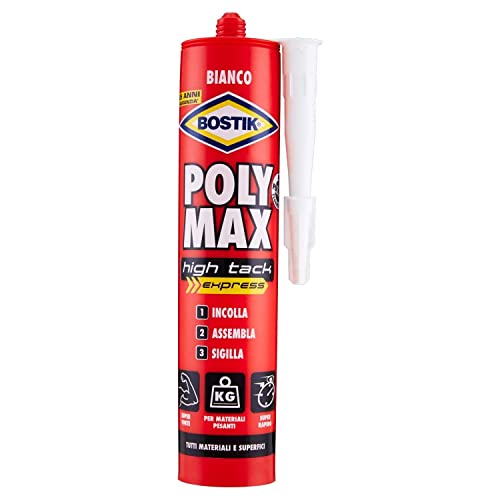 Detalle de Bostik Poly Max High Tack Express D6118: Colla di Montaggio e Sigillante Universale, Bianco, 440 g