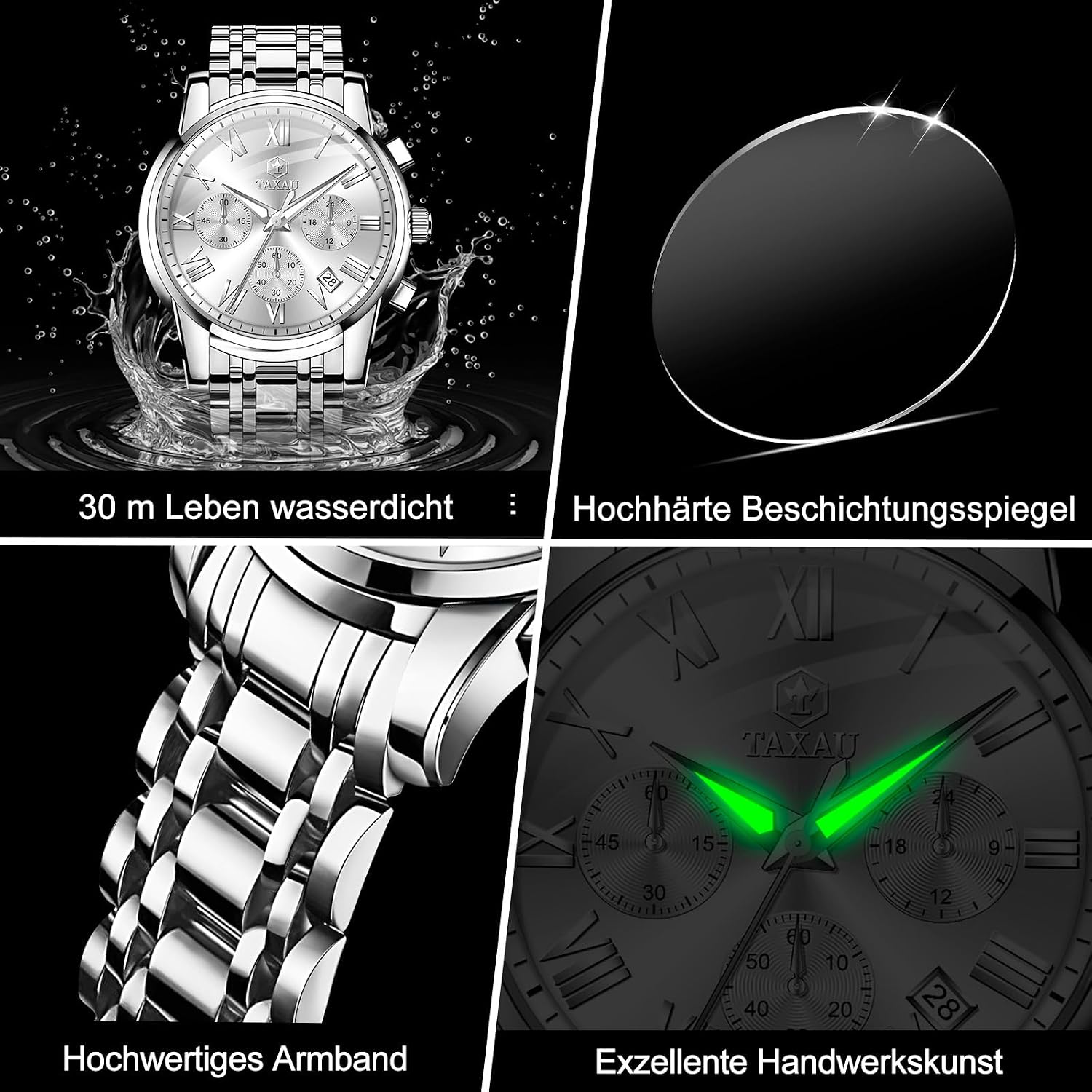 Thumbnail 4 de Taxau Multifunktionsuhr Herren Edelstahl Chronograph