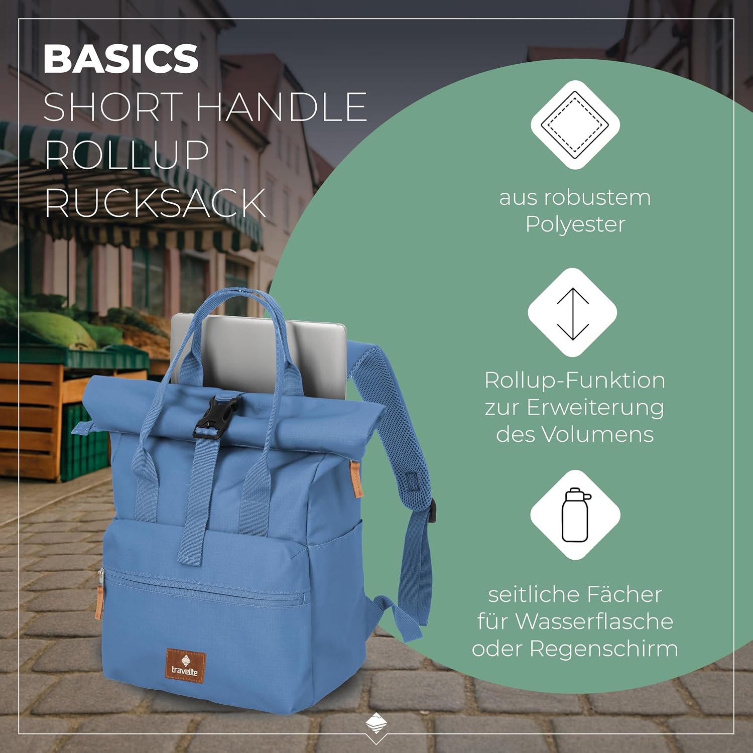 Thumbnail 2 de Travelite Handgepäck Rucksack – Laptop-Rucksack 14 Zoll, Rolltop Basics