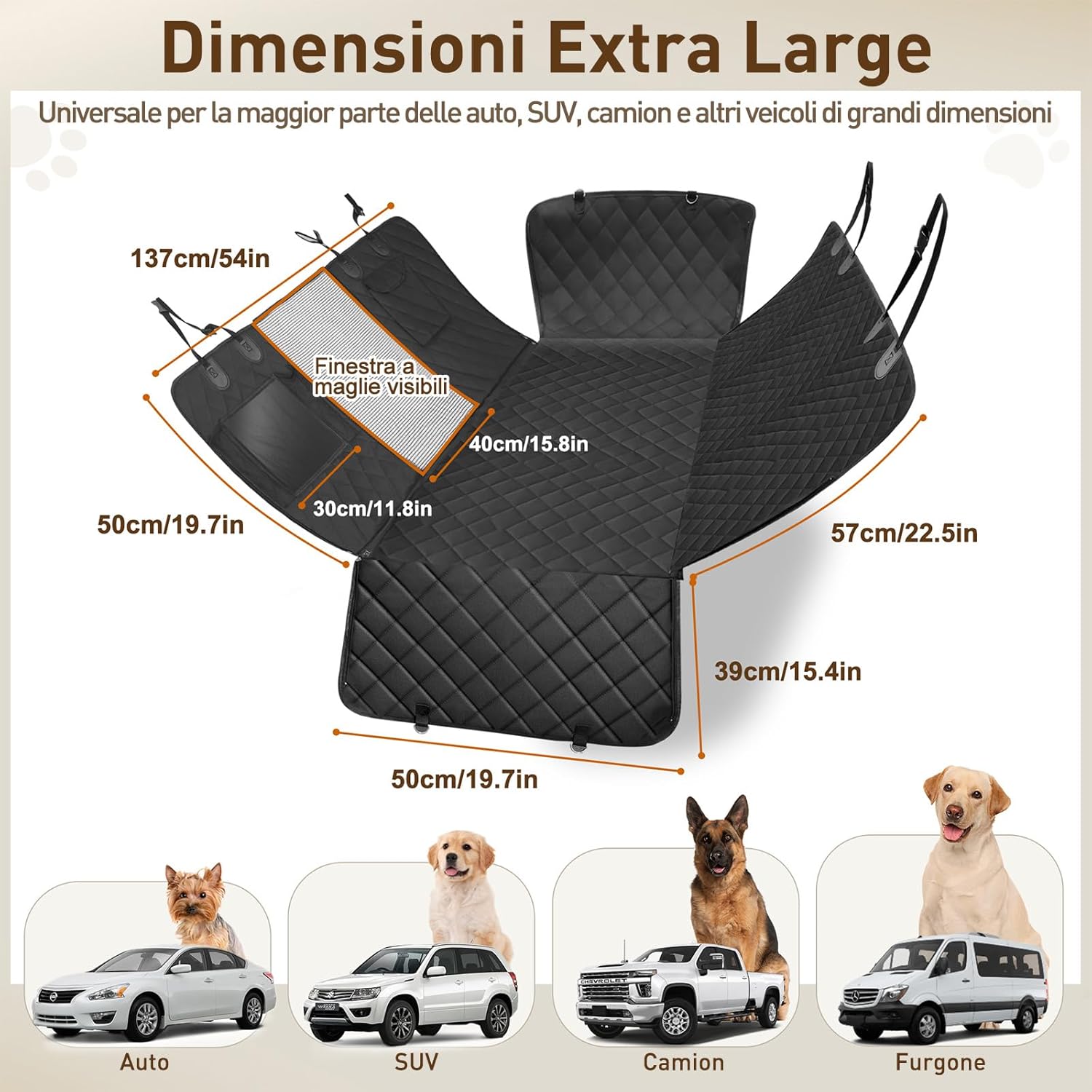 Detalle de Gimars Telo Auto per Cani 157×137 cm