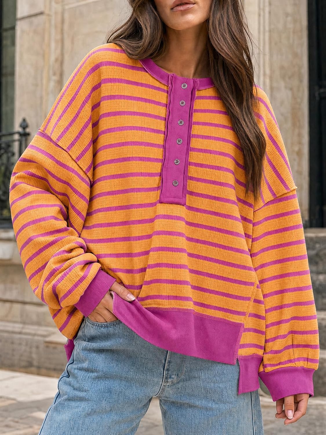 Thumbnail 4 de Tankaneo Women's Oversized Sweatshirt, Waffle Knit