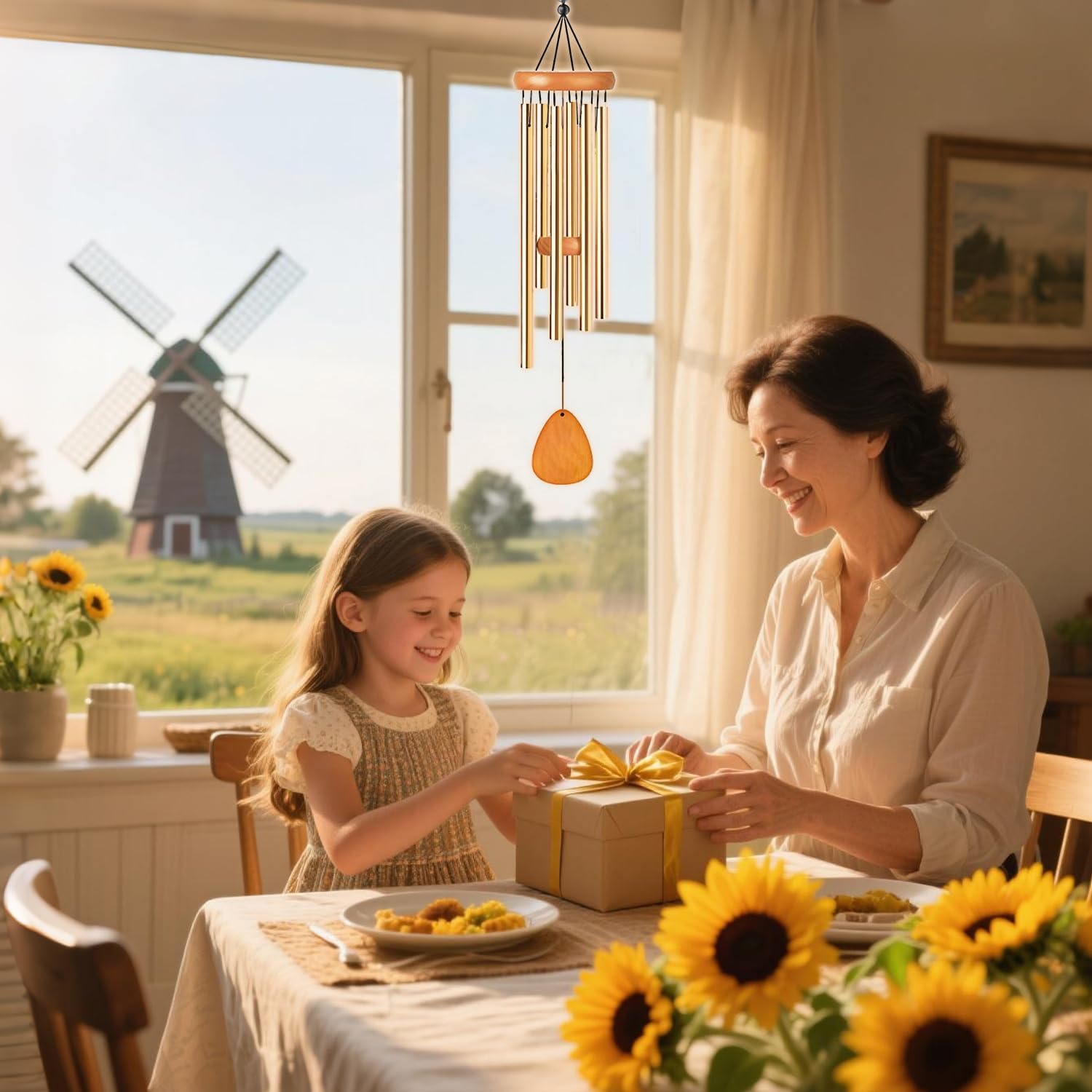 Detalle 2 de Waterproof memorial wind chimes, gold