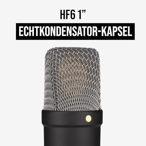 Detalle de RØDE NT1 Signature Series Großmembrankondensatormikrofon Schwarz – Komplettset für Gesang, Podcast & Streaming